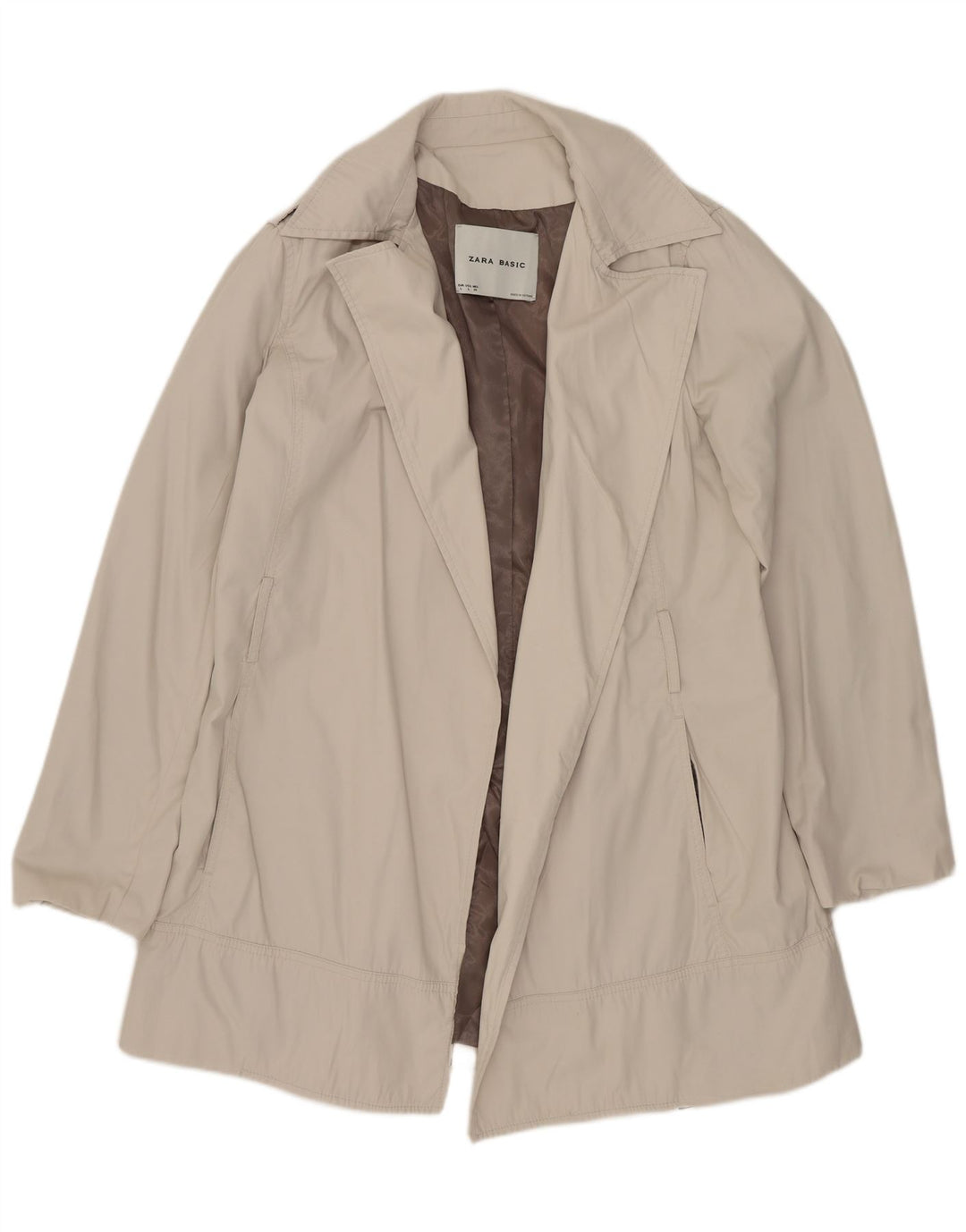 Zara Mujer Gabardina Abierta UK 46 Large Off White