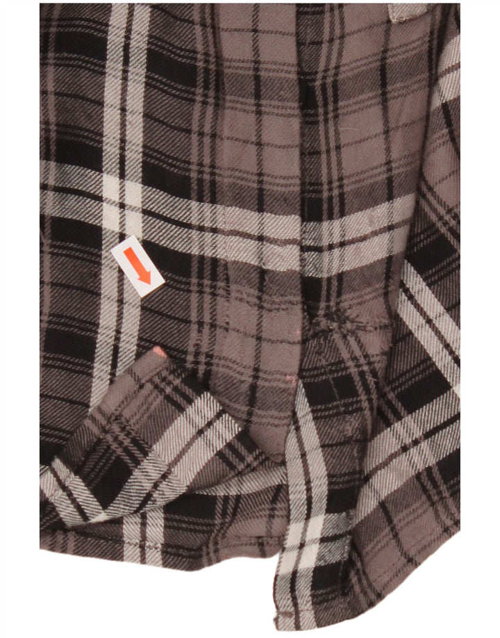 BENETTON Camisa de franela extragrande para mujer UK 10 Small Brown Check Viscosa