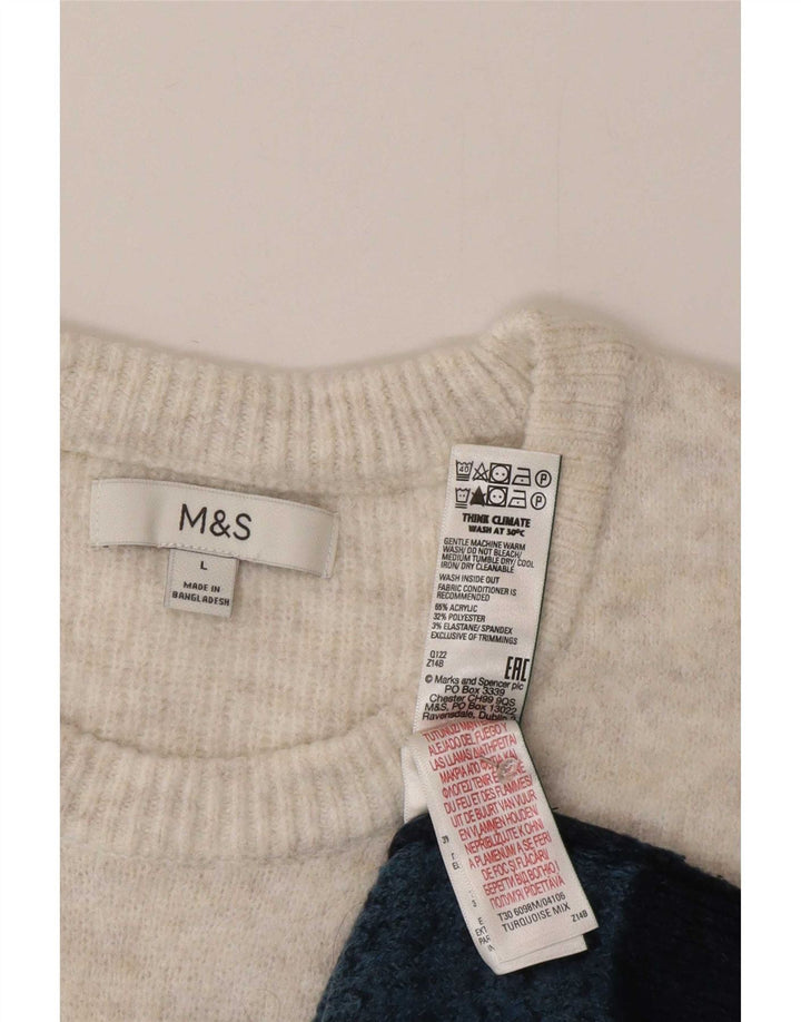 Marks & Spencer Jersey con cuello redondo para hombre, talla grande, color turquesa Fair Isle