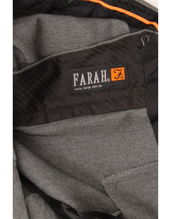 Farah Pantalón De Traje Recto Para Hombre W46 L27 Poliéster Gris
