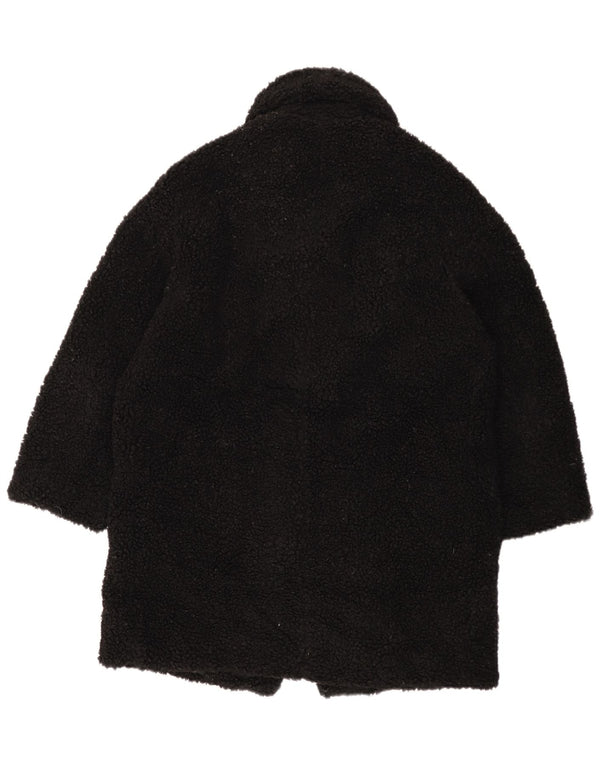 Zara Abrigo de lana extragrande para mujer UK 10 Small Poliéster negro