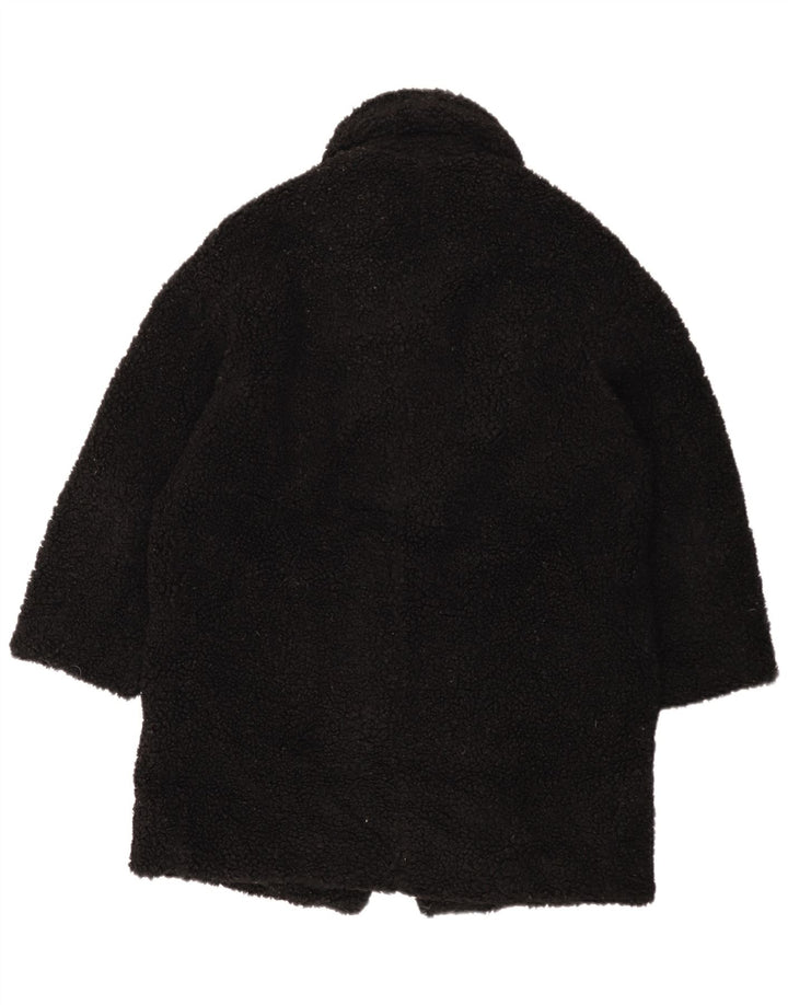 Zara Abrigo de lana extragrande para mujer UK 10 Small Poliéster negro