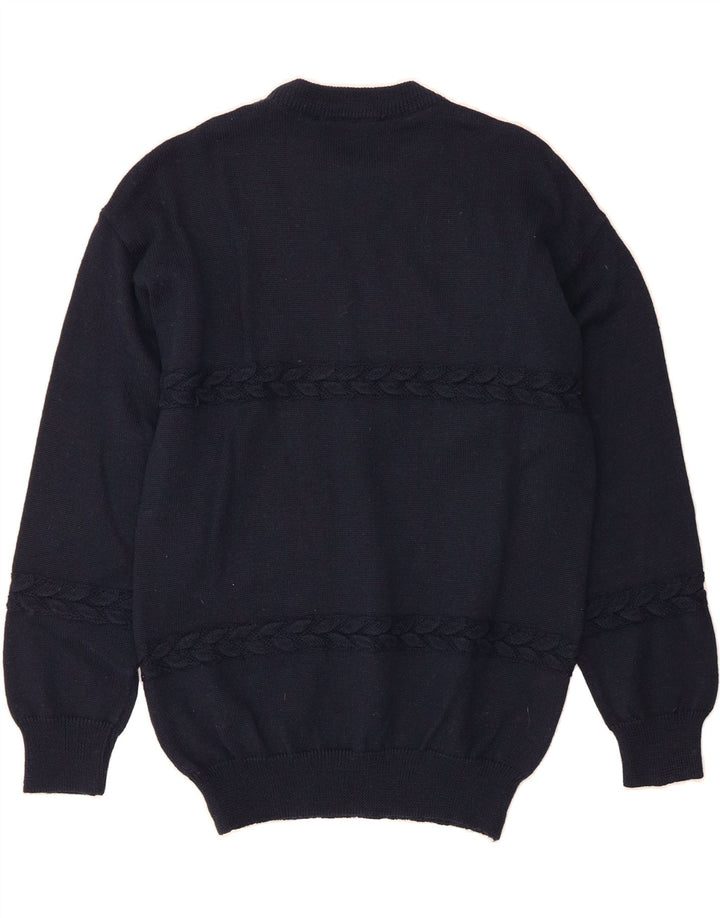 CASSAN Mens Crew Neck Jumper Sweater IT 50 Medium Navy Blue Geometric Vintage Cassan and Second-Hand Cassan from Messina Hembry 