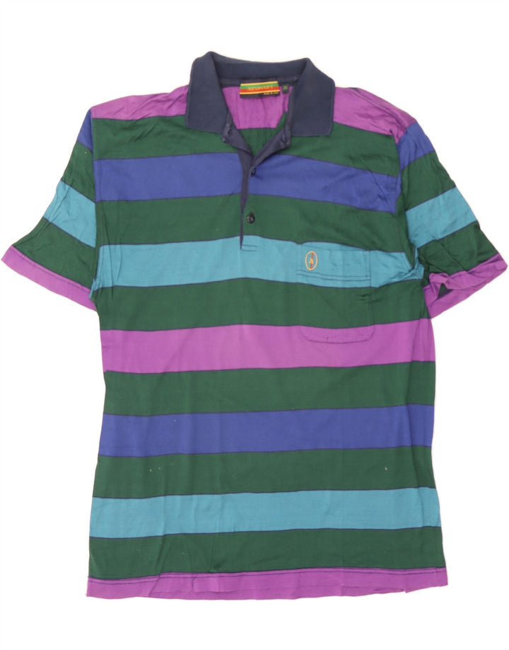ALEXANDER'S Mens Polo Shirt IT 54 XL Multicoloured Striped Vintage Alexander's and Second-Hand Alexander's from Messina Hembry 