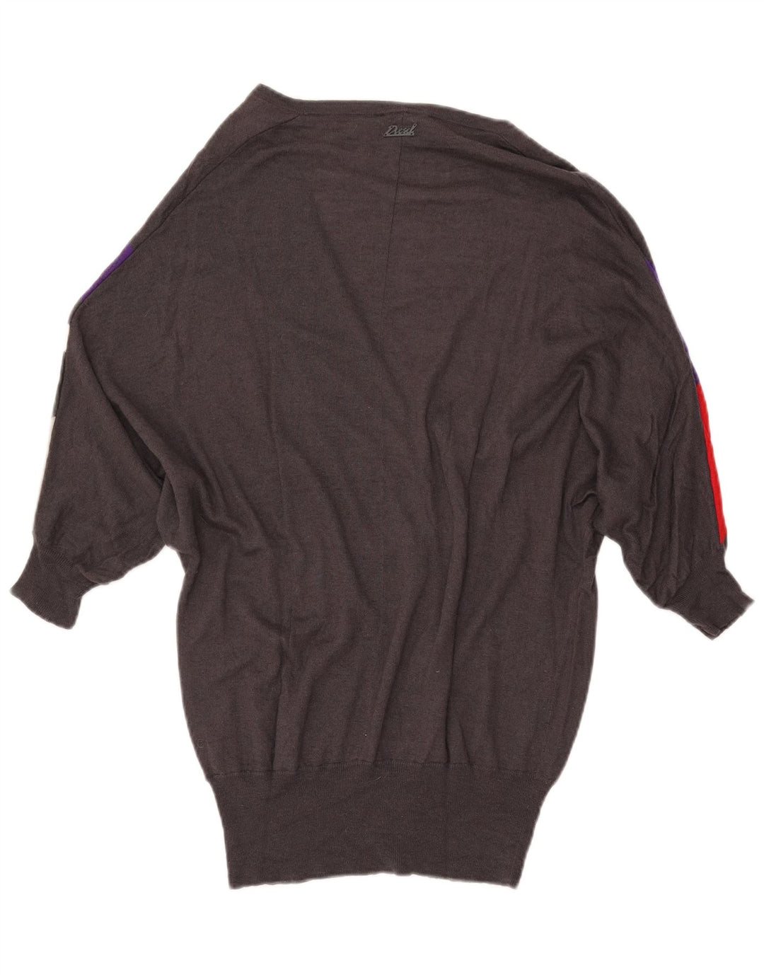 DIESEL Suéter tipo cárdigan largo para mujer UK 40 Pequeño gris Colorblock