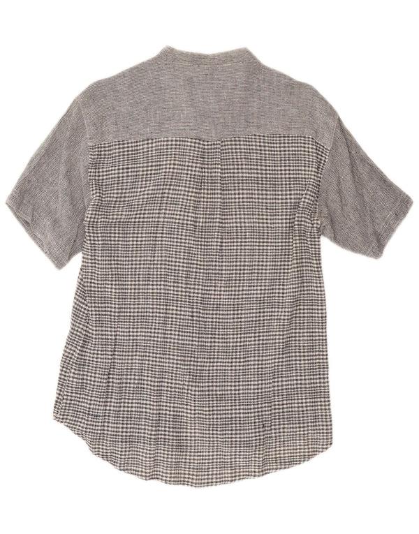 Amaranto Camisa de manga corta para mujer UK 44 Algodón a cuadros gris medio