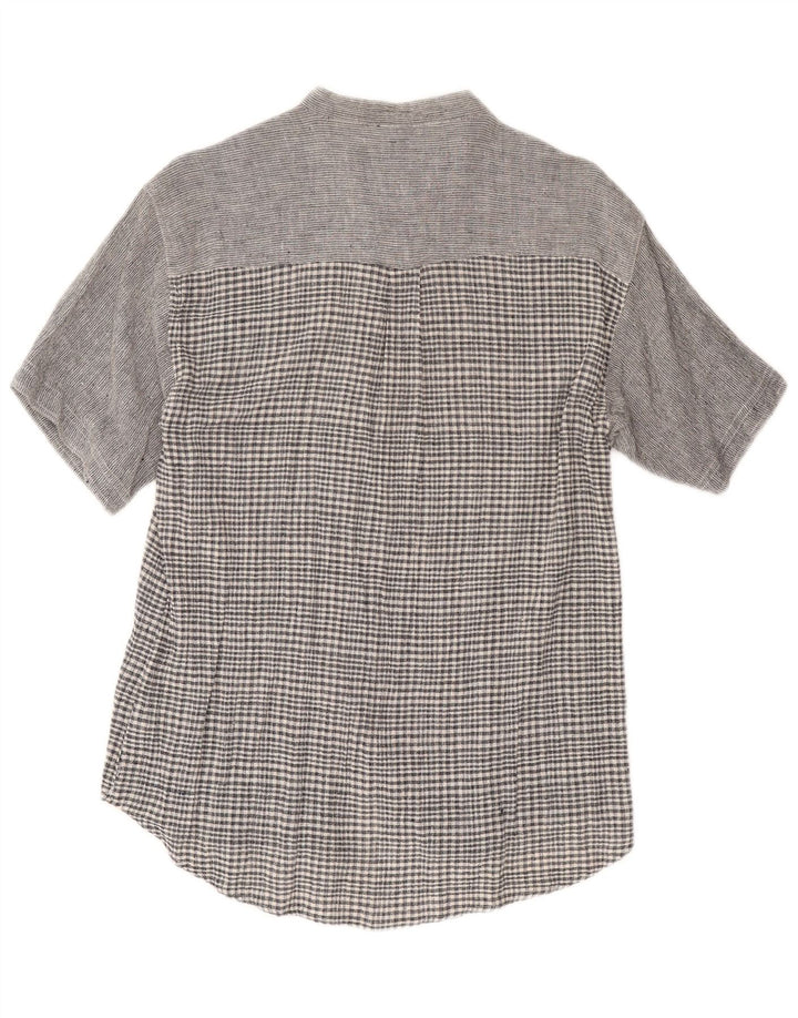 Amaranto Camisa de manga corta para mujer UK 44 Algodón a cuadros gris medio