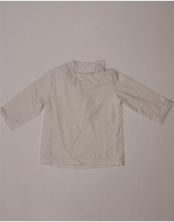 BENETTON Baby Girls Ruffle Front Top Long Sleeve 6-9 Months White
