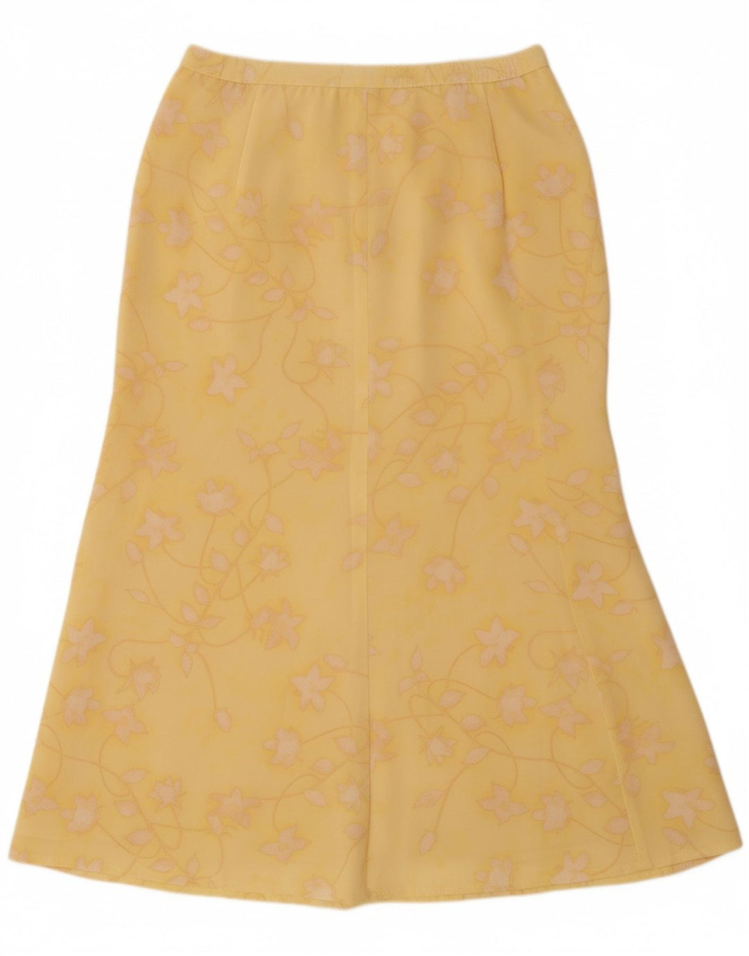 JACQUES VERT Falda acampanada para mujer UK 12 Medium W30 Poliéster floral amarillo