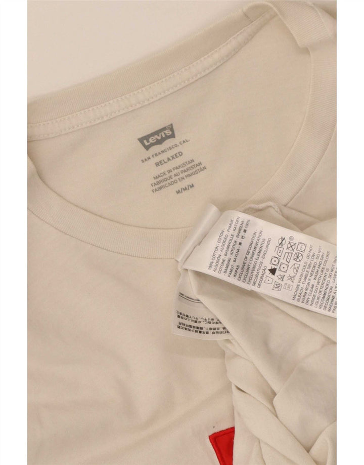 Levi's Camiseta con gráfico relajado para hombre Top mediano de algodón blanco