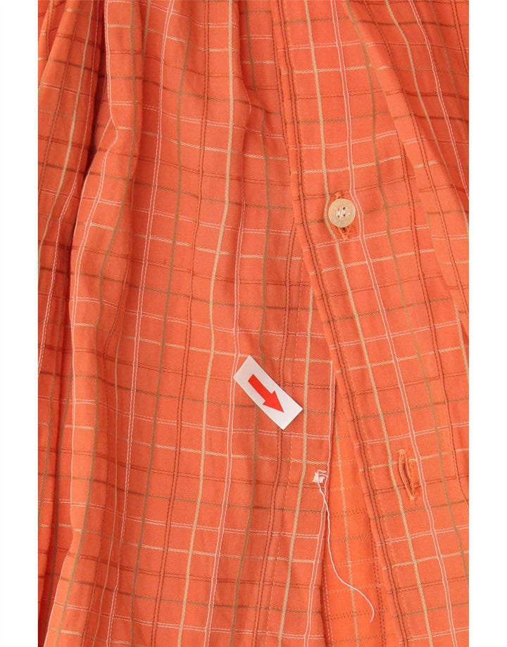 Camisa Lacoste Hombre Talla 39 Mediana Naranja Cuadros Algodón