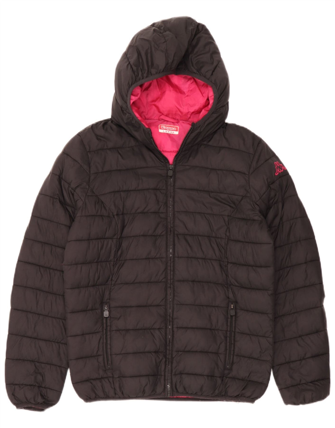Kappa Chaqueta Acolchada Con Capucha Para Mujer UK 46 Large Poliamida Negra