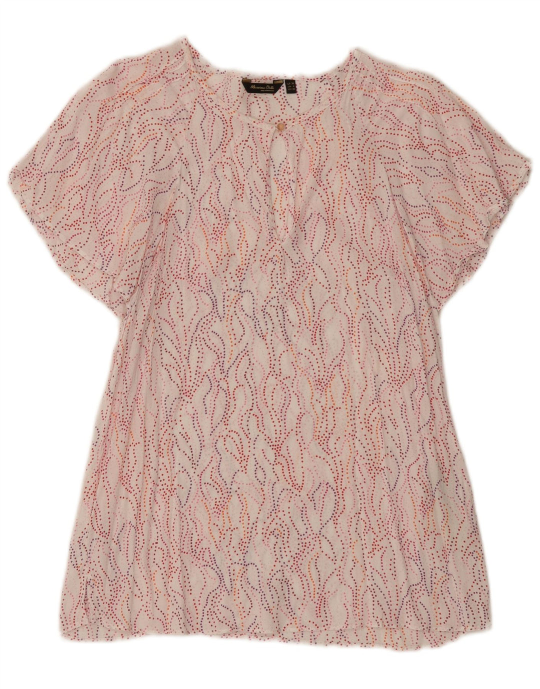 Massimo Dutti Blusa Estampado Abstracto Mujer EU 38 Small Viscosa Blanca