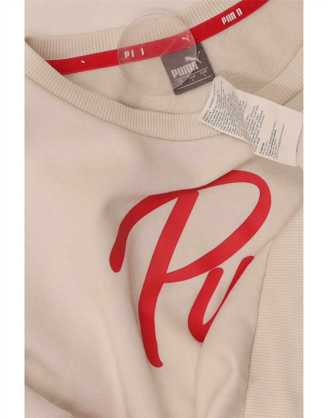 PUMA Sudadera corta extragrande para mujer UK 10 Small White Colourblock