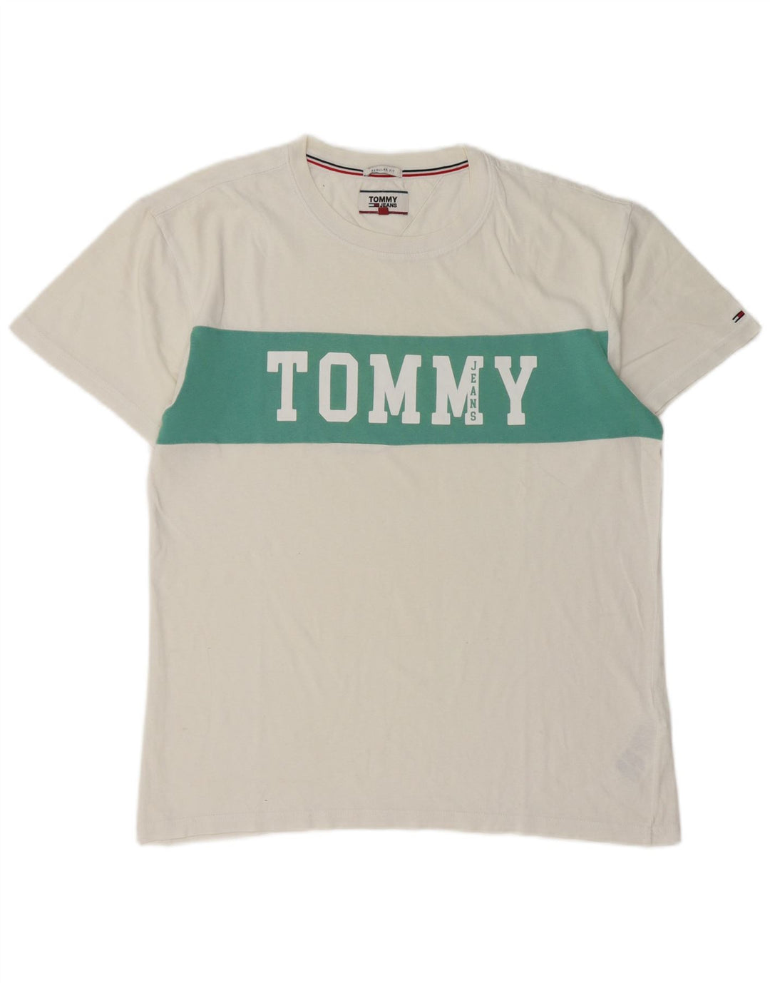 Tommy Hilfiger Camiseta gráfica para hombre Top Medium White Colourblock