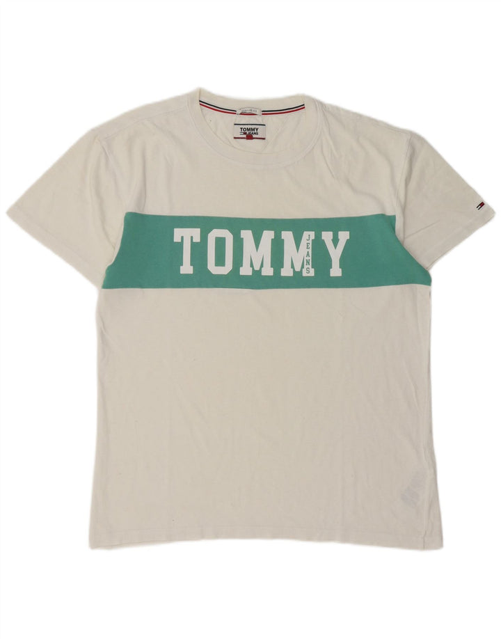 Tommy Hilfiger Camiseta gráfica para hombre Top Medium White Colourblock
