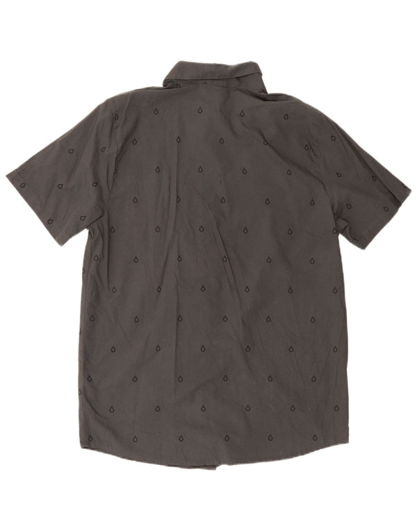 Camisa Volcom de manga corta con estampado gráfico de algodón geométrico gris grande para hombre