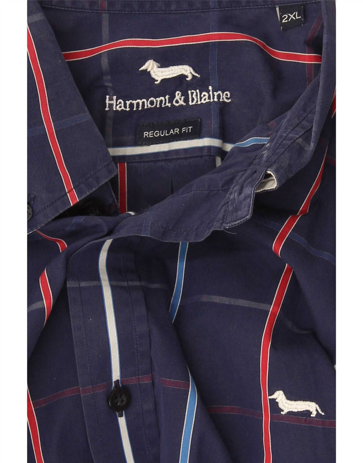 Harmont & Blaine Camisa de corte regular para hombre 2XL Azul a cuadros