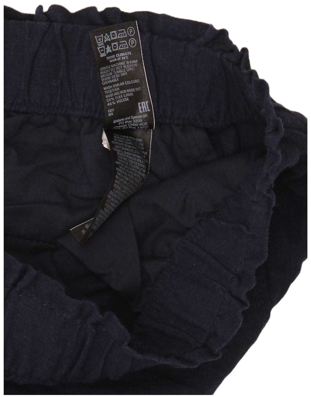 Marks & Spencer Pantalones cortos casuales para mujer UK 12 Medium W32 Azul marino Lino