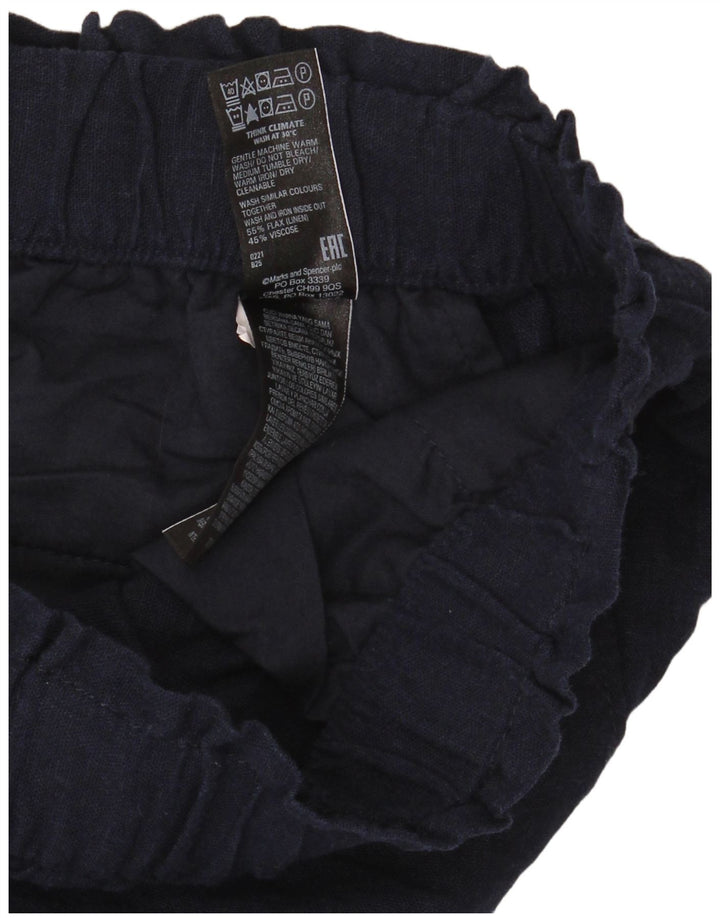 Marks & Spencer Pantalones cortos casuales para mujer UK 12 Medium W32 Azul marino Lino