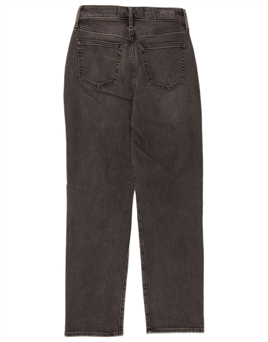 HOLLISTER Vaqueros rectos desgastados de talle alto para mujer W25 L27 Algodón negro