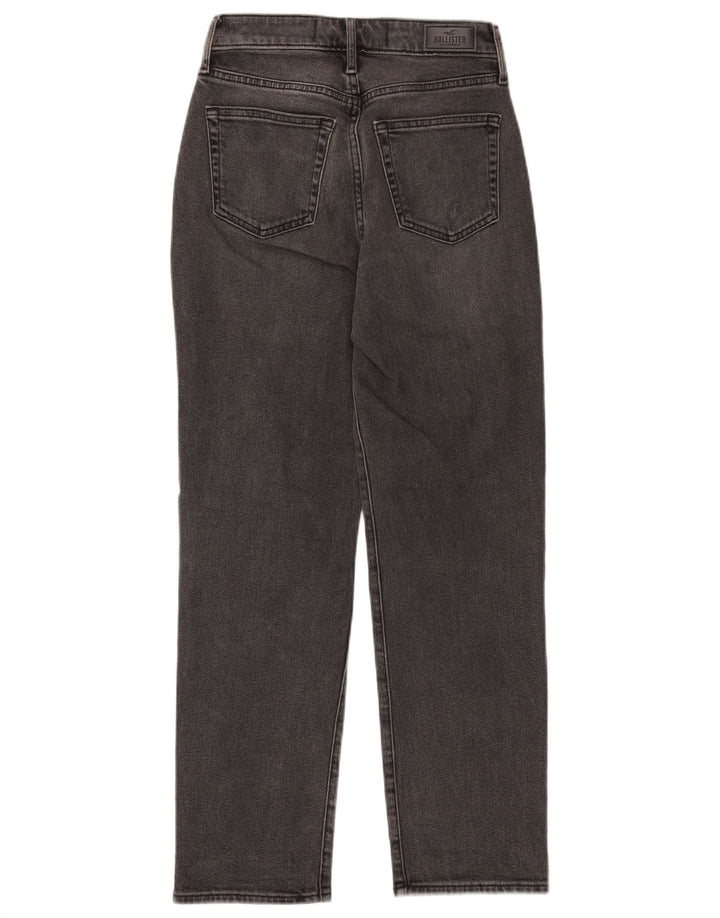 HOLLISTER Vaqueros rectos desgastados de talle alto para mujer W25 L27 Algodón negro