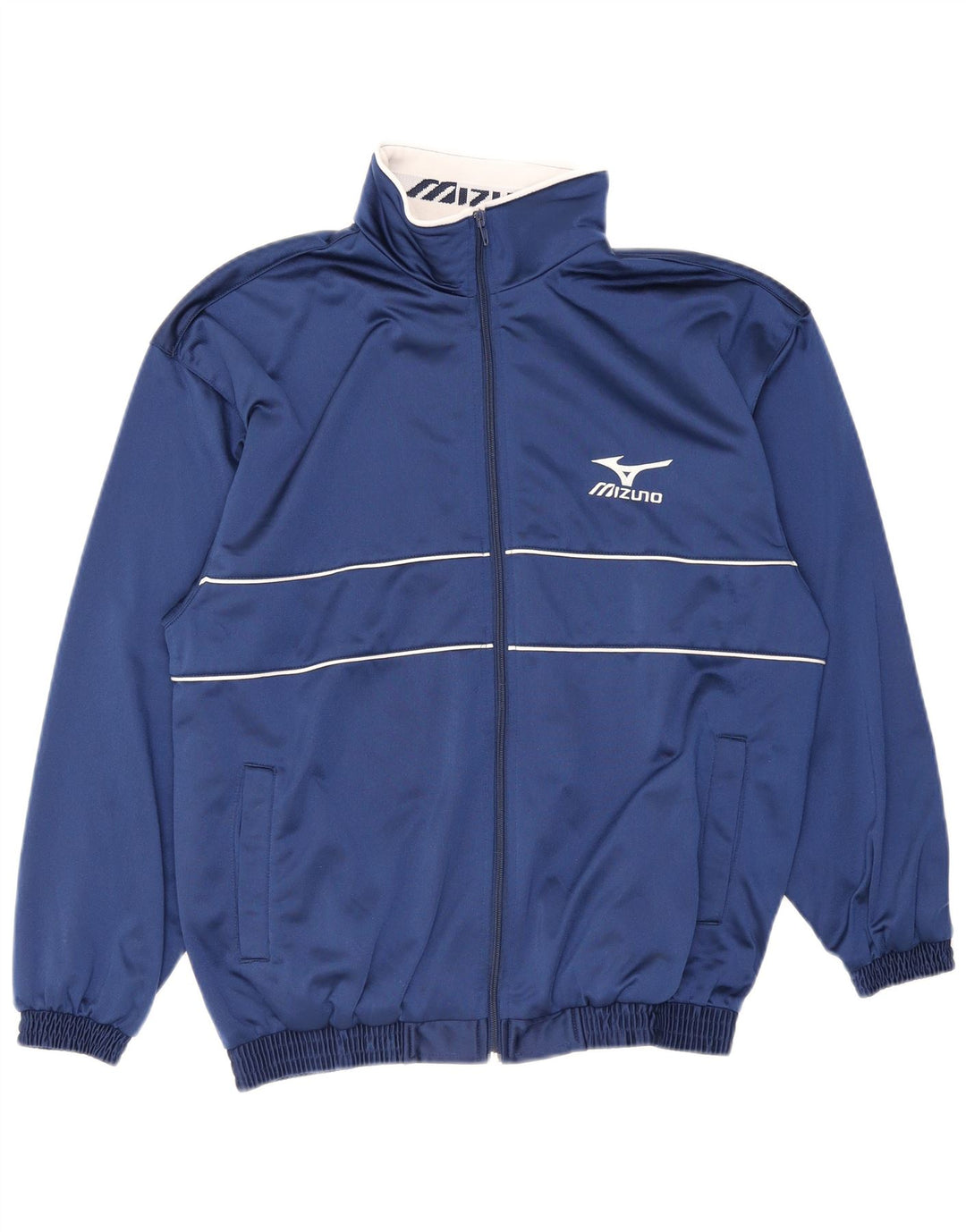 Mizuno Mens Graphic Chándal Top Chaqueta Pequeña Azul Marino Rayas Poliéster