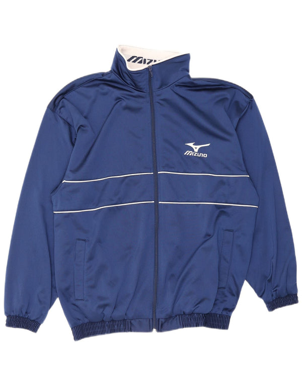 Mizuno Mens Graphic Chándal Top Chaqueta Pequeña Azul Marino Rayas Poliéster