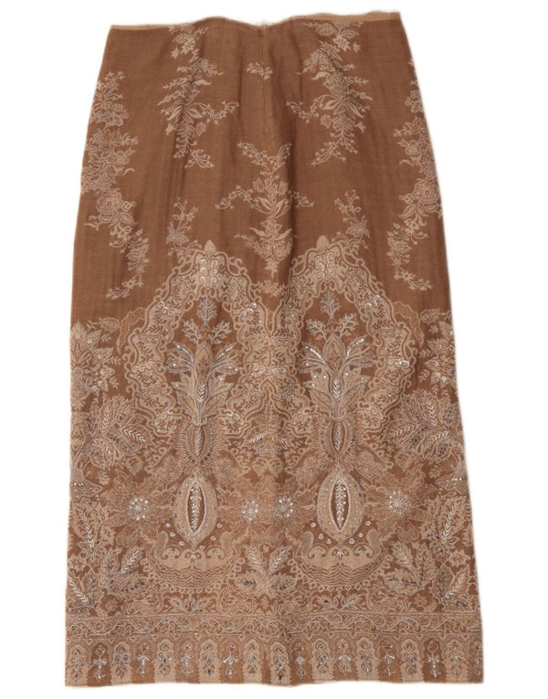 Luisa Spagnoli Falda midi para mujer IT 46 Grande W32 Lana de cachemira marrón