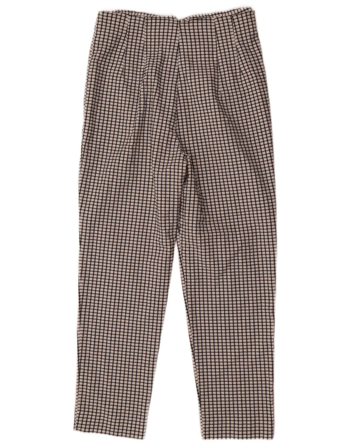 Zara Mujer Pantalón Chino Cónico Grande W30 L27 Poliéster A Cuadros Blanco