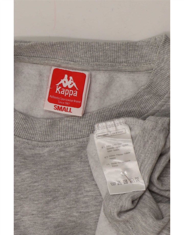 Kappa Mujer Crop Oversize Sudadera Jumper UK 10 Pequeño Gris Moteado