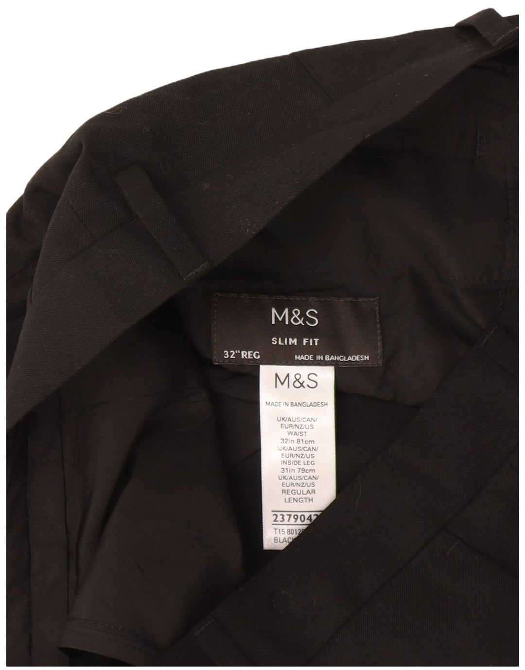 Marks & Spencer Pantalón de traje ajustado para mujer W32 L31 Poliéster negro