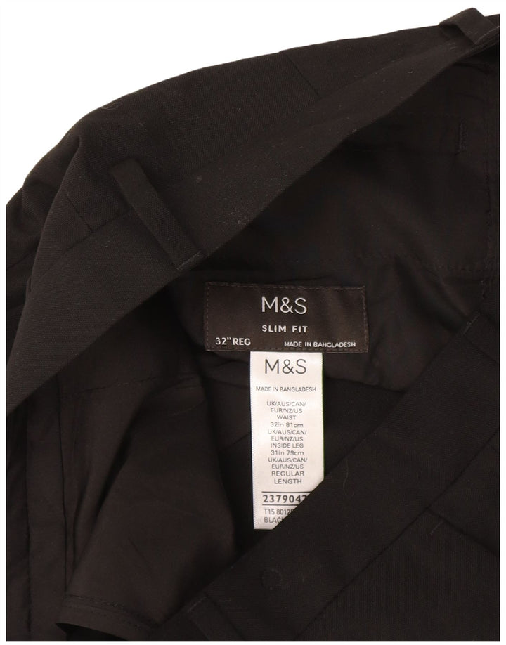 Marks & Spencer Pantalón de traje ajustado para mujer W32 L31 Poliéster negro