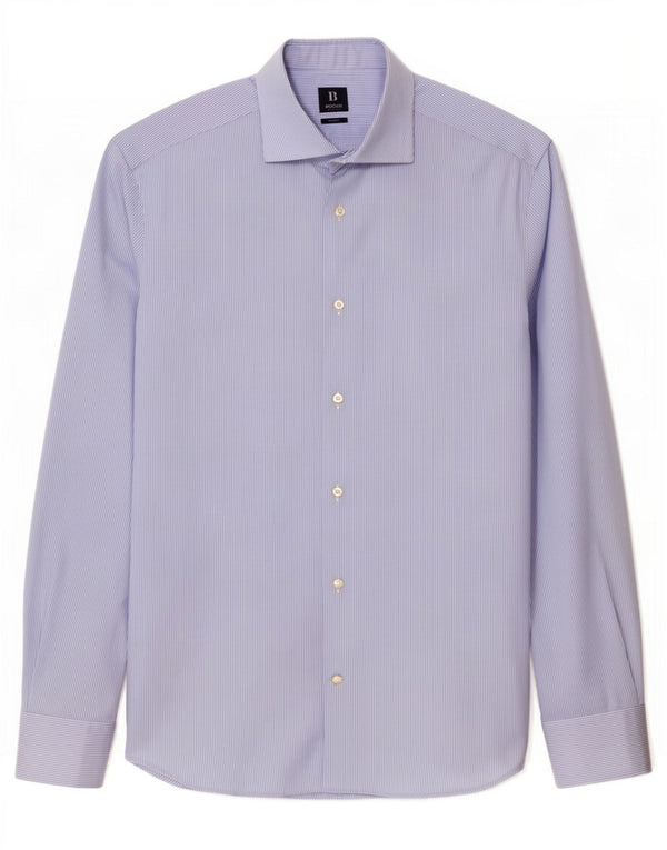 Boggi Camisa Milano Slim Fit para hombre Talla 40 Algodón a rayas azul medio