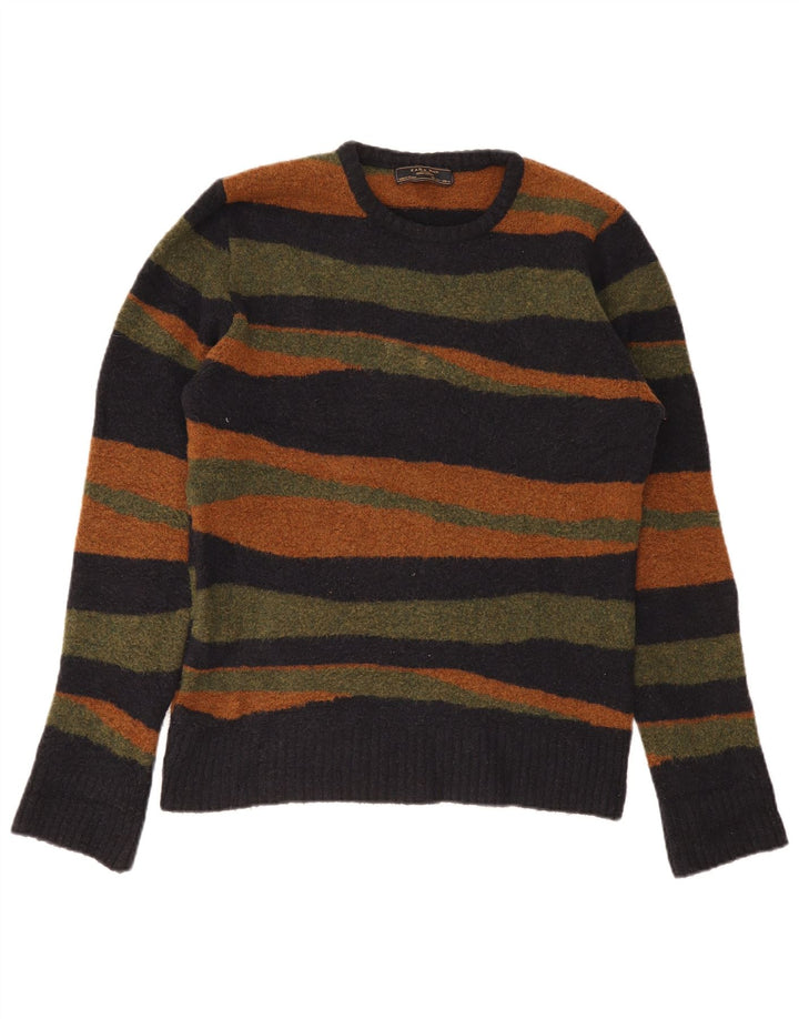 Zara Hombre Jersey De Cuello Redondo Jersey Grande Acrílico A Rayas Multicolor