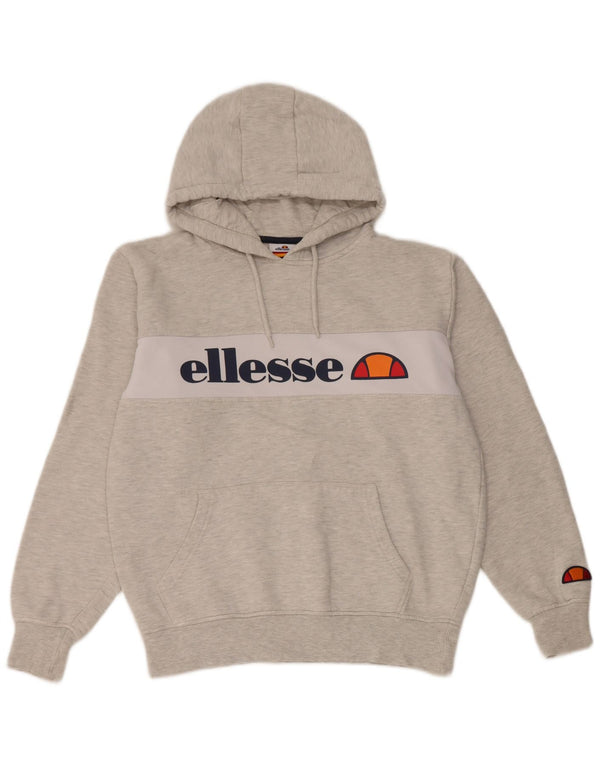 Ellesse Jersey con capucha gráfica para mujer UK 44 Algodón gris medio con bloques de color