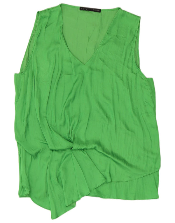 Zara Mujer Blusa Sin Mangas Top ES 40 XL Verde