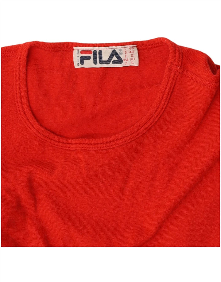 FILA Mujer Crop Top Manga Larga IT 48 Grande Rojo