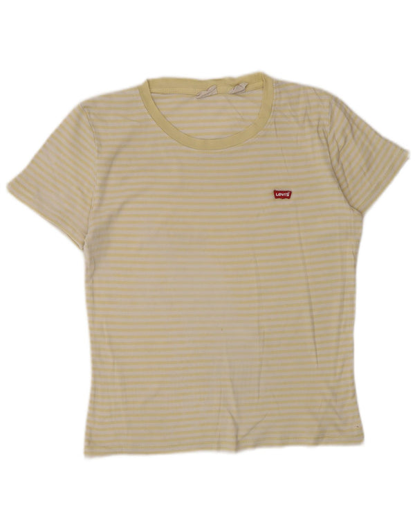 Levi's Camiseta para mujer Top UK 10 Small Yellow Stripes