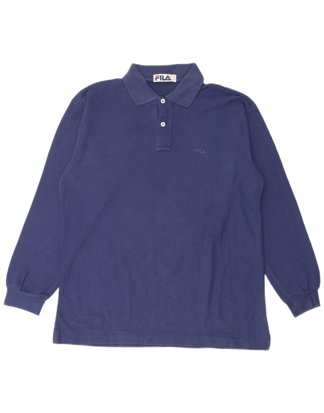 FILA Polo de manga larga para hombre IT 48 Algodón azul marino mediano