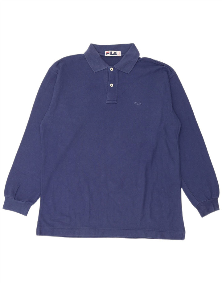 FILA Polo de manga larga para hombre IT 48 Algodón azul marino mediano