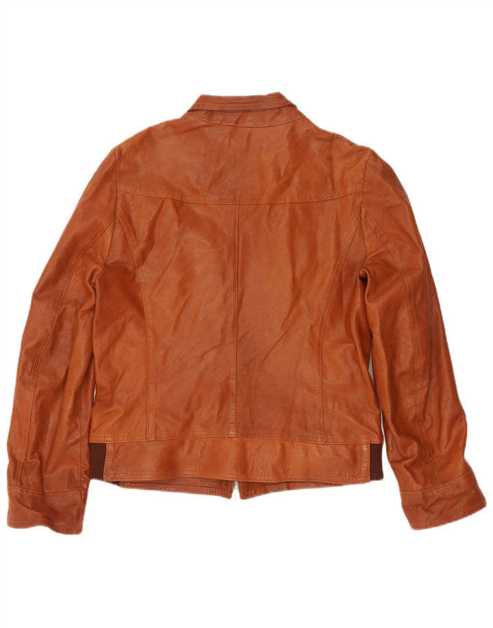 Chaqueta de cuero vintage para mujer IT 46 cuero marrón grande