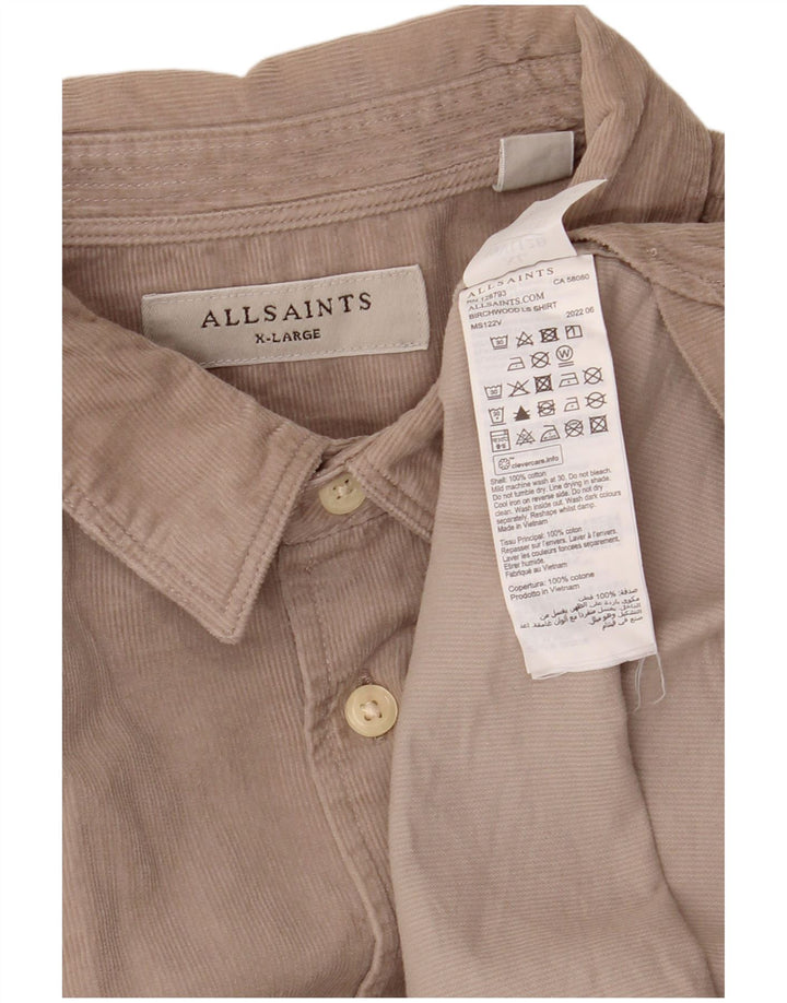ALL SAINTS Camisa de pana para hombre XL Algodón beige