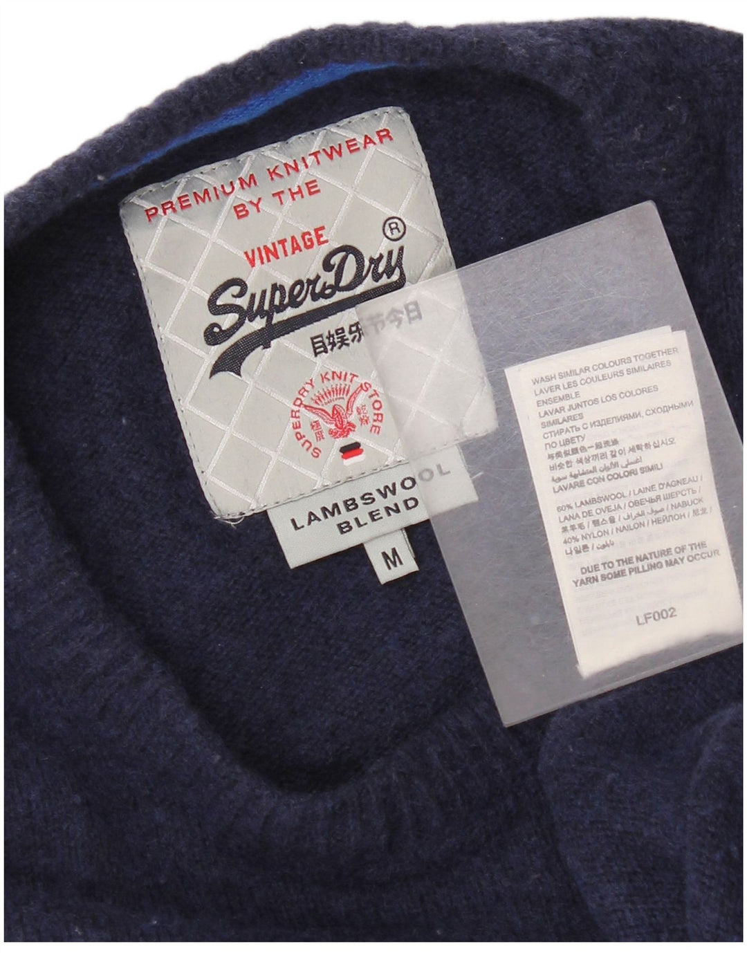 Superdry Jersey De Cuello Redondo Para Hombre De Lana Azul Marino Mediano