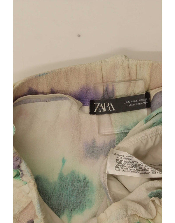 Zara Shorts Chinos De Talle Alto Small W26 Viscosa Tie Dye Multicolor