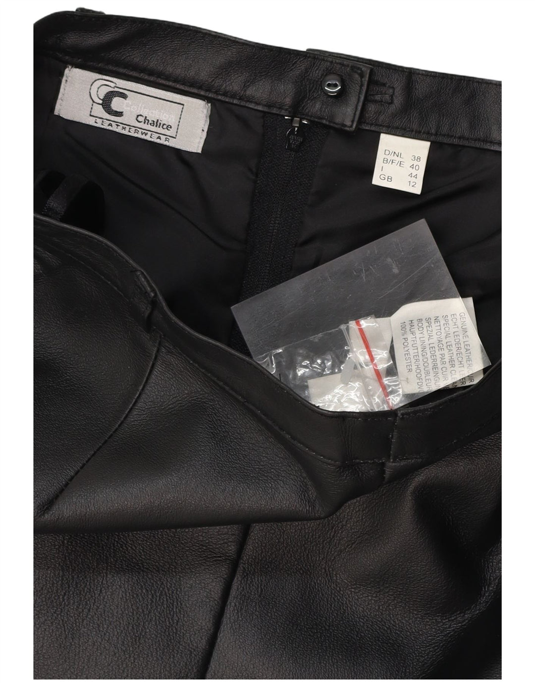 CHALICE Falda de cuero de cintura alta para mujer UK 12 Medium W26 Cuero negro