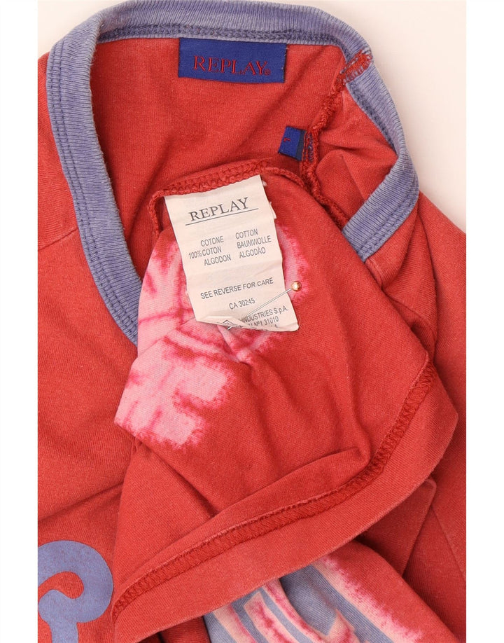 REPLAY Camiseta gráfica para hombre Top grande de algodón rojo