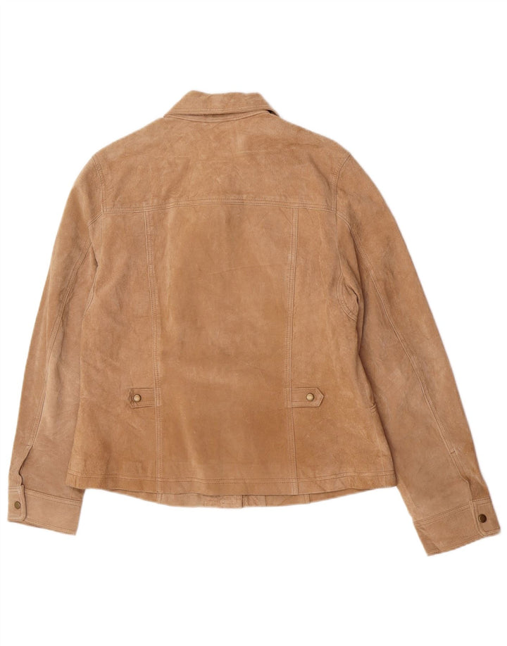Coldwater Creek Chaqueta de ante para mujer Reino Unido 16 Grande Cuero marrón