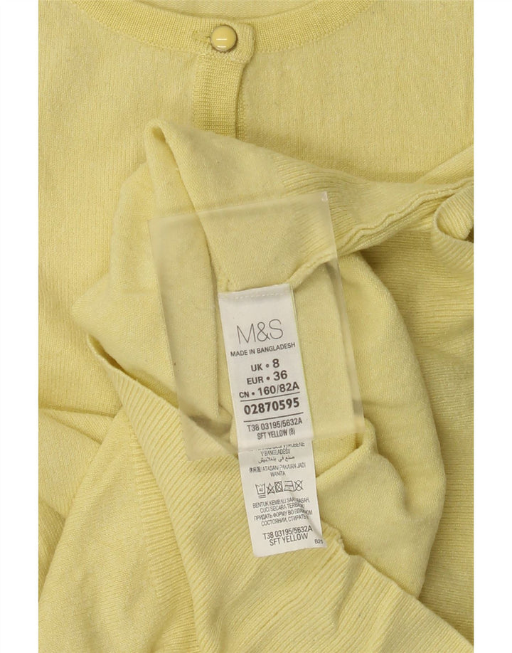 Marks & Spencer Suéter tipo cárdigan para mujer UK 8 Small Viscosa amarilla