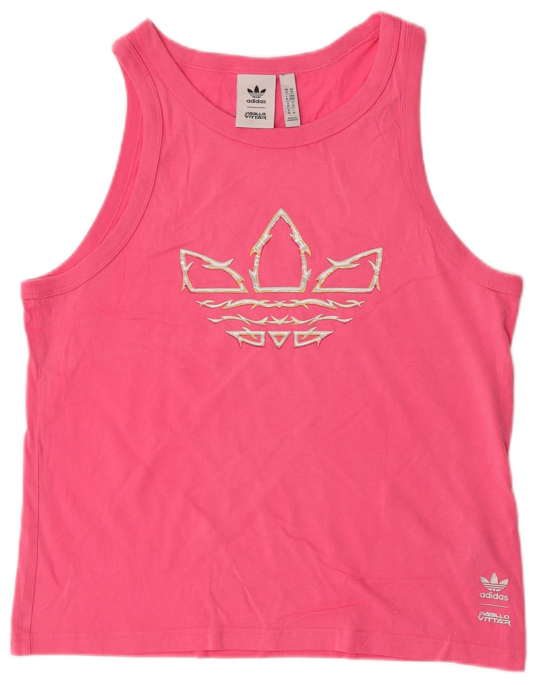 Adidas Mujer Pabllo Vittar Graphic Chaleco Top UK 14 Algodón Rosa Medio